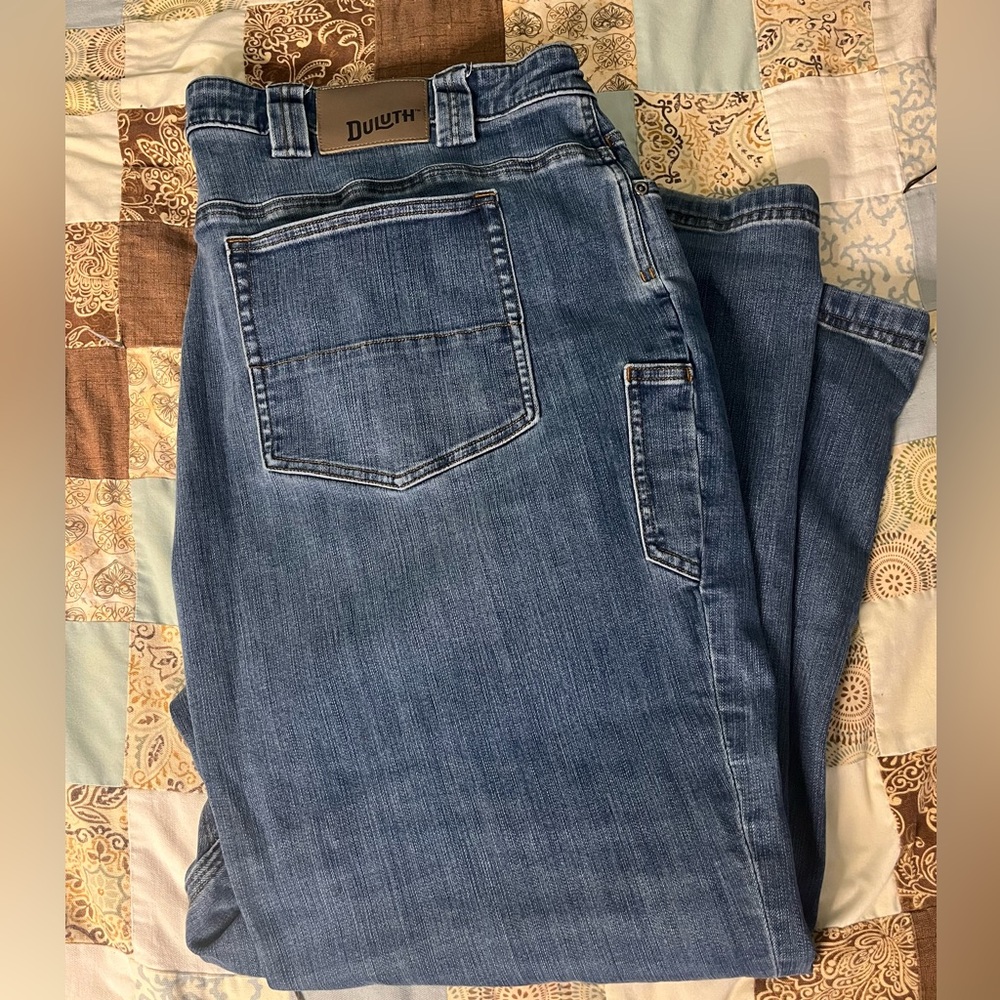 Duluth Trading Men's Ballroom Double Flex Jeans 48X30 Relaxed Fit Medium Wash